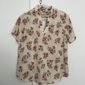 Floral Blouse with Key hole